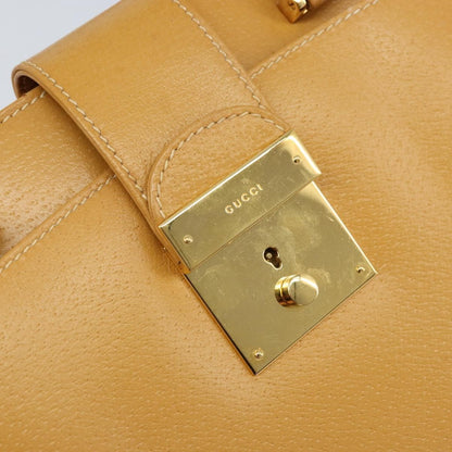 Gucci GUCCI Hand Bag Leather 2way Beige Gold Authentic 173886
