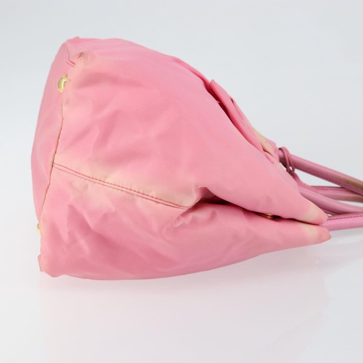 Prada PRADA Hand Bag Nylon Pink Gold Authentic 146881