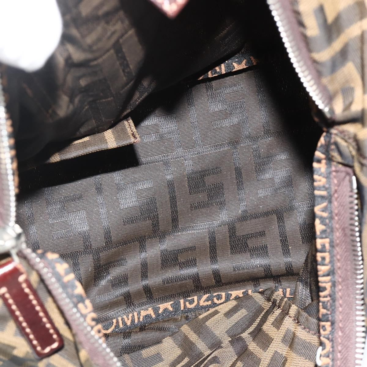 Fendi FENDI Zucca Canvas Hand Bag Black Brown Authentic 175169