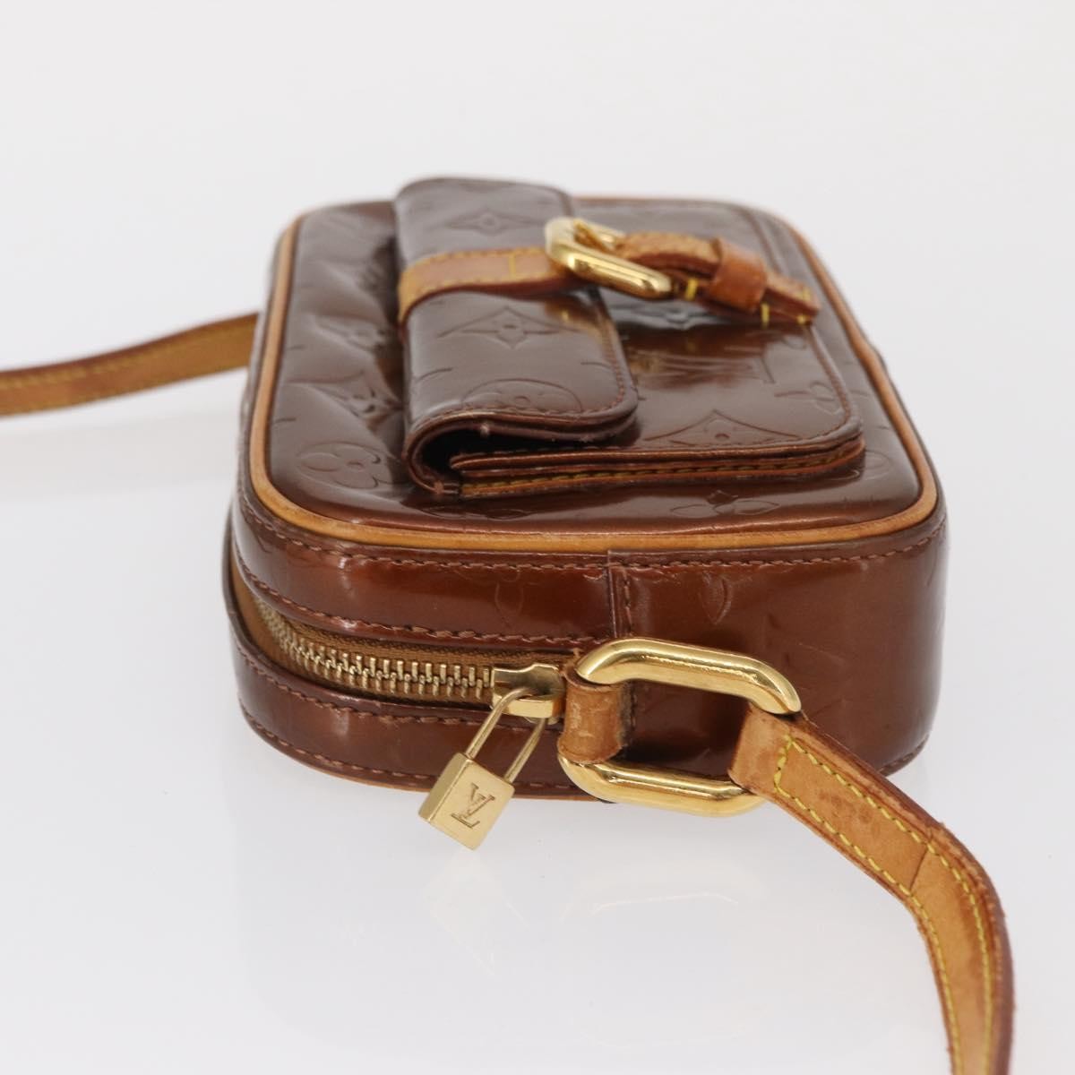 Louis Vuitton LOUIS VUITTON Monogram Vernis Christy MM Shoulder Bag Bronze M91109 Authentic 162684