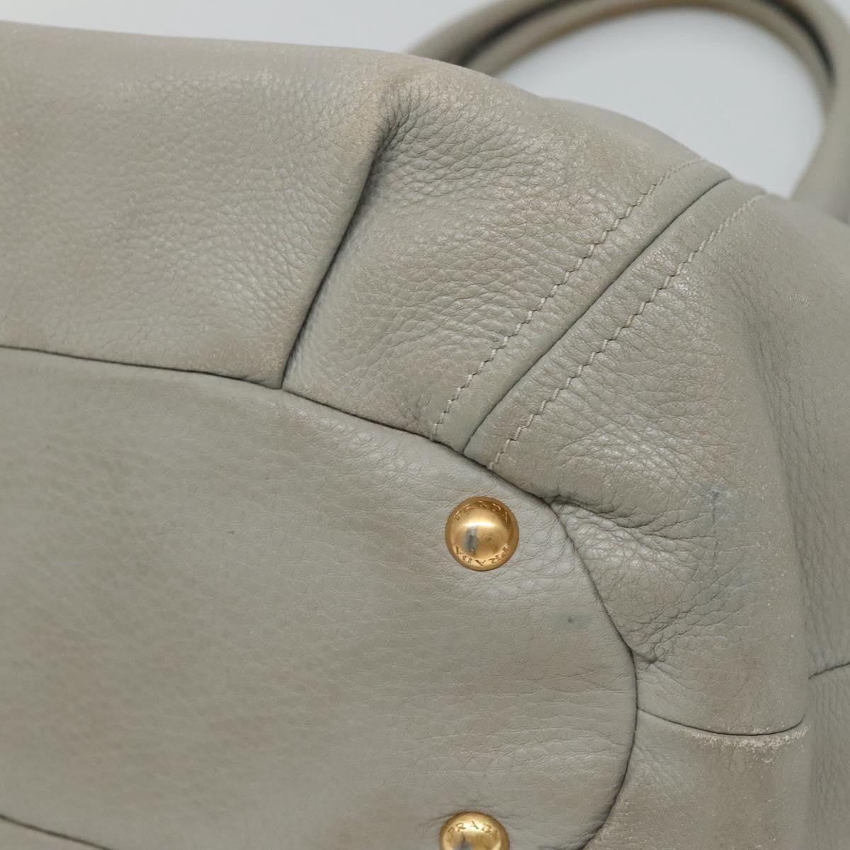 Prada PRADA Hand Bag Leather 2way Gray Authentic BA005