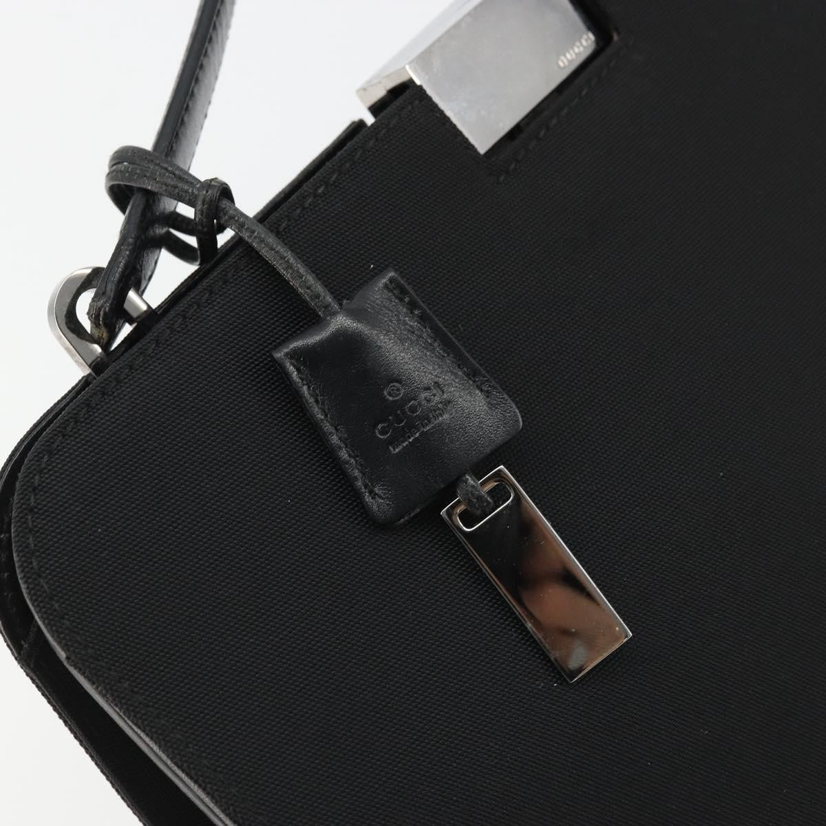 Gucci GUCCI Hand Bag Canvas Silver Black Authentic 175720