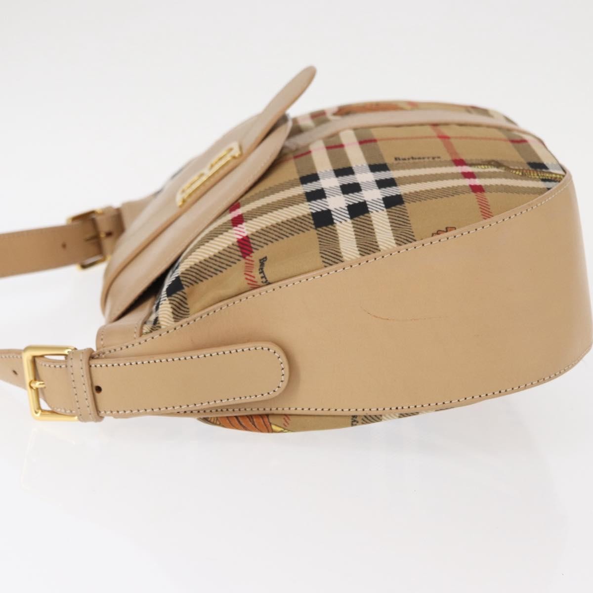 Burberrys Burberrys Nova Check Shoulder Bag Nylon Beige Gold Authentic 153830