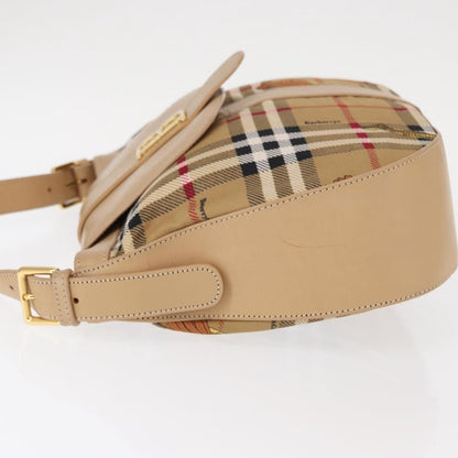 Burberrys Burberrys Nova Check Shoulder Bag Nylon Beige Gold Authentic 153830
