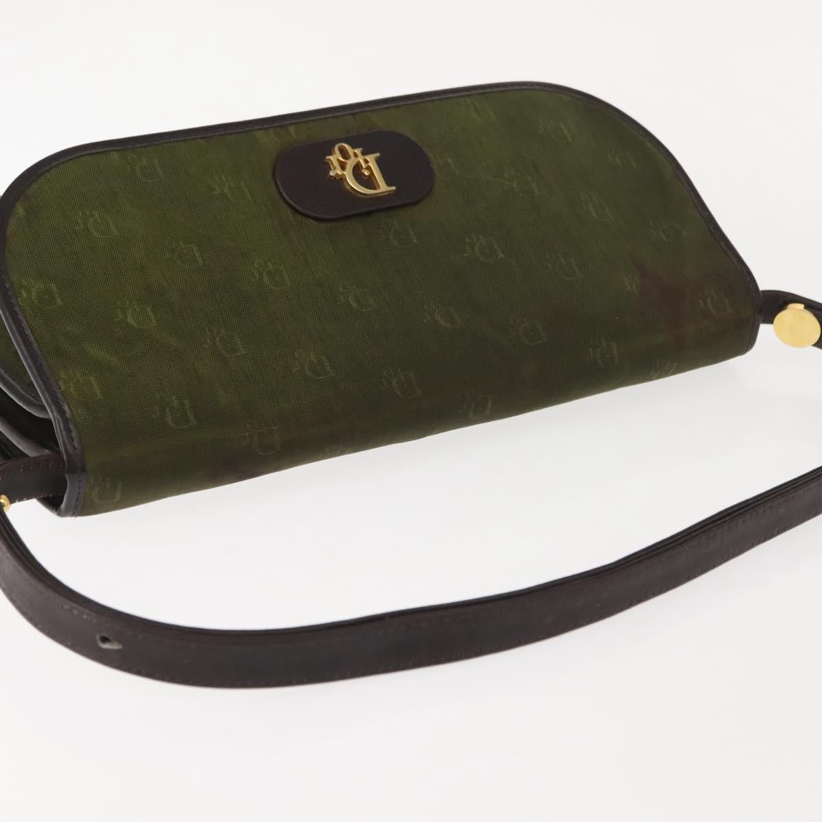 Dior Christian Dior Shoulder Bag Nylon Khaki Gold Authentic 151997