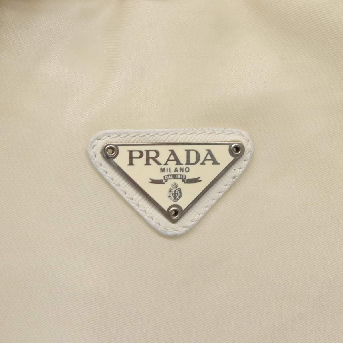 Prada PRADA Tote Bag Nylon Cream Silver Authentic bs26062