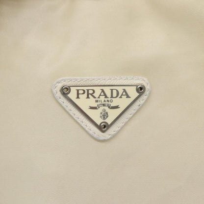 Prada PRADA Tote Bag Nylon Cream Silver Authentic bs26062