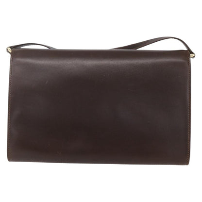Gucci GUCCI Shoulder Bag Leather Brown Gold Authentic 152976