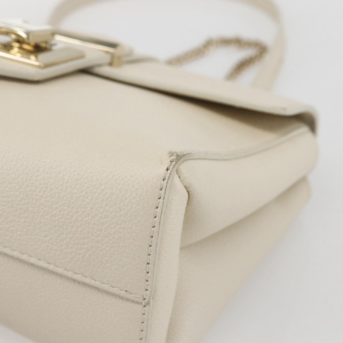 Jimmy Choo Jimmy Choo Chain Shoulder Bag Leather White Gold Authentic bs31956