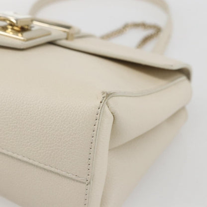 Jimmy Choo Jimmy Choo Chain Shoulder Bag Leather White Gold Authentic bs31956