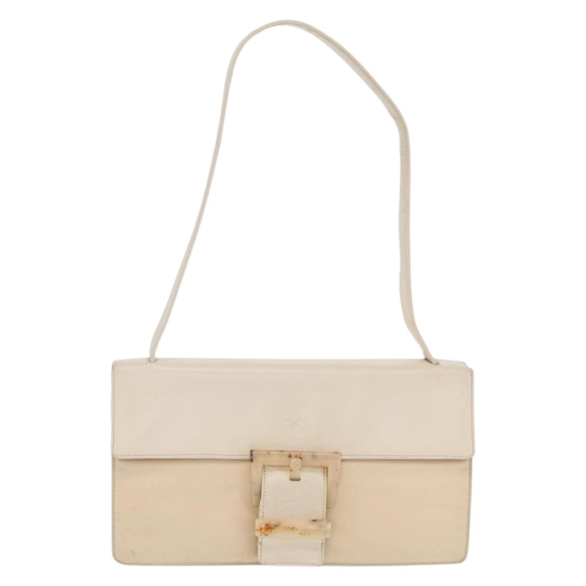 Prada PRADA Shoulder Bag Nylon Beige Silver Authentic bs33180