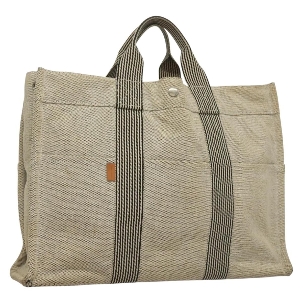 Hermès Hermès HERMES Fourre Tout MM Hand Bag Canvas Gray Silver Authentic 133159