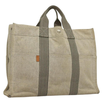 Hermès Hermès HERMES Fourre Tout MM Hand Bag Canvas Gray Silver Authentic 133159