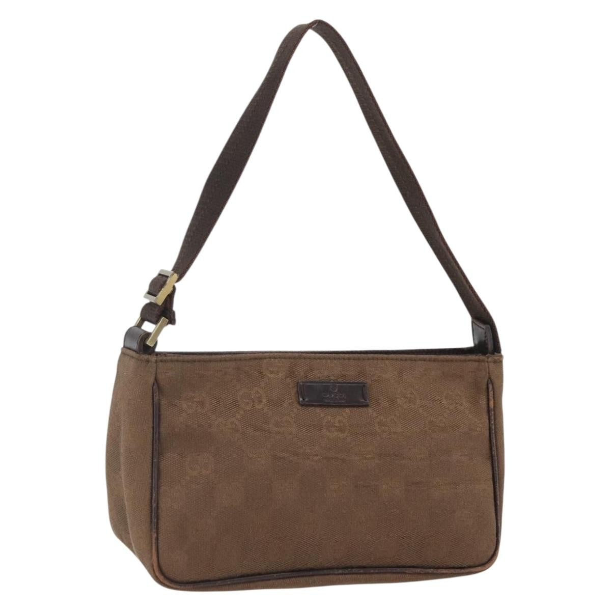 Gucci GUCCI GG Canvas Shoulder Bag Brown Gold 106644 Authentic 164050