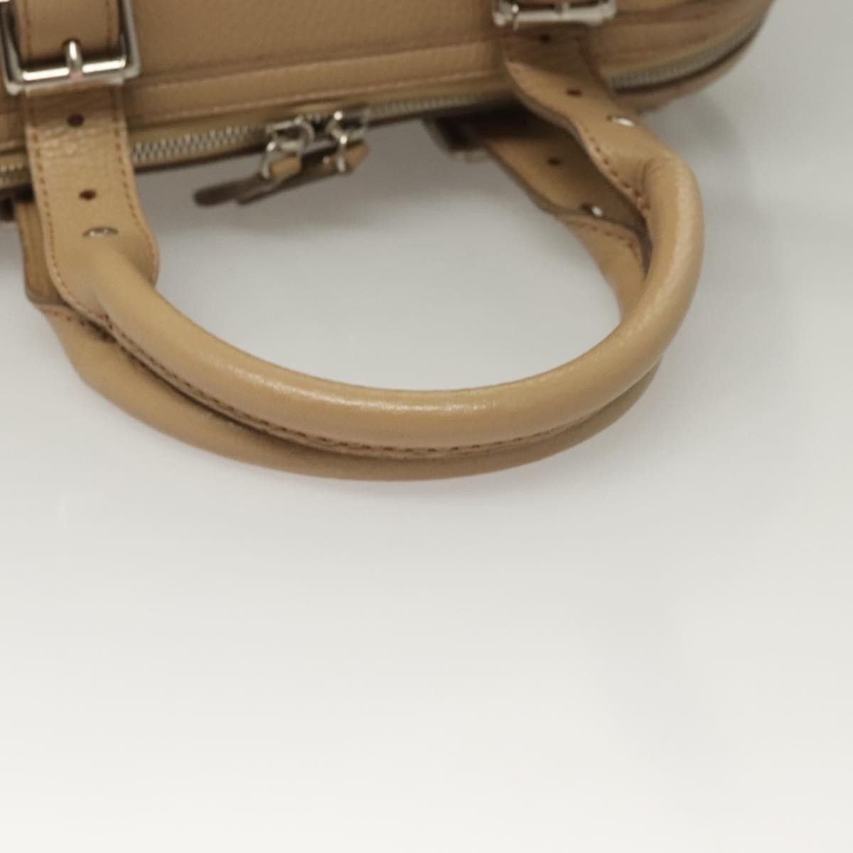 Burberry BURBERRY Hand Bag Leather Beige Silver Authentic ep9861