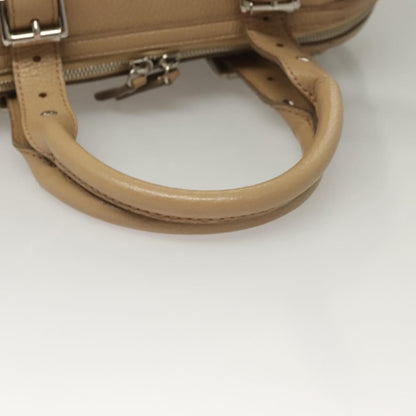 Burberry BURBERRY Hand Bag Leather Beige Silver Authentic ep9861
