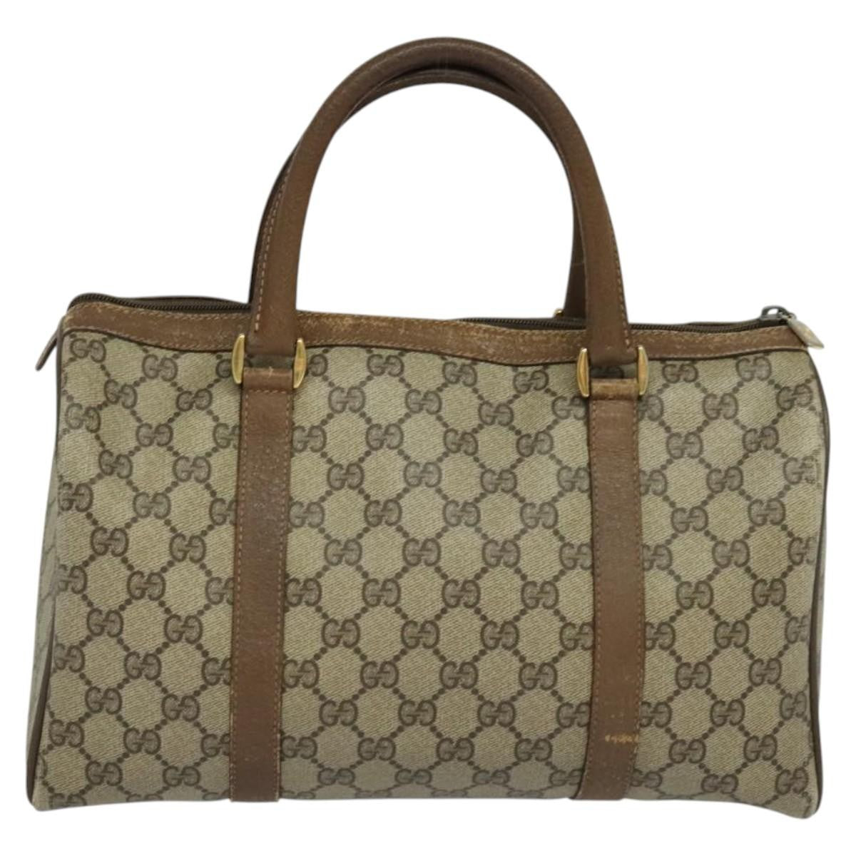Gucci GUCCI GG Supreme Web Sherry Line Boston Bag PVC Beige Gold 40 02 007 Authentic KD431