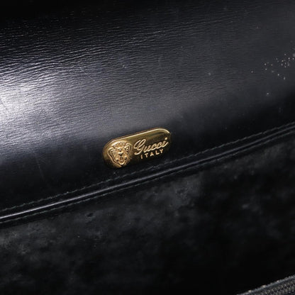 Gucci GUCCI Hand Bag Leather Black Gold Authentic ep14155