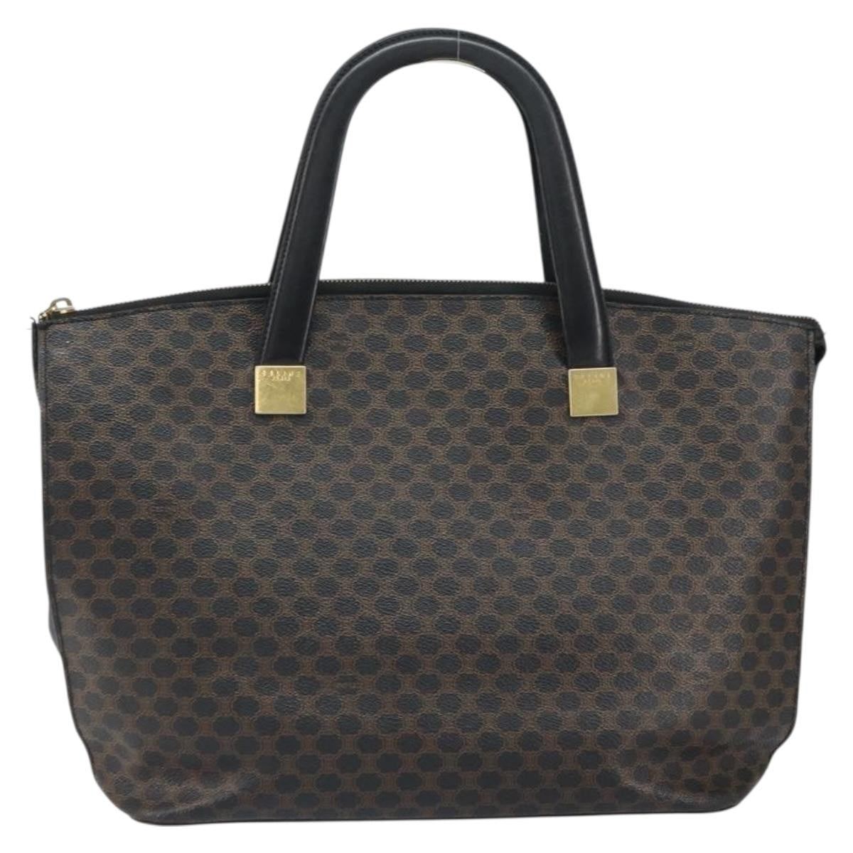 Celine CELINE Macadam Canvas Tote Bag PVC Leather Black Gold Authentic 168706