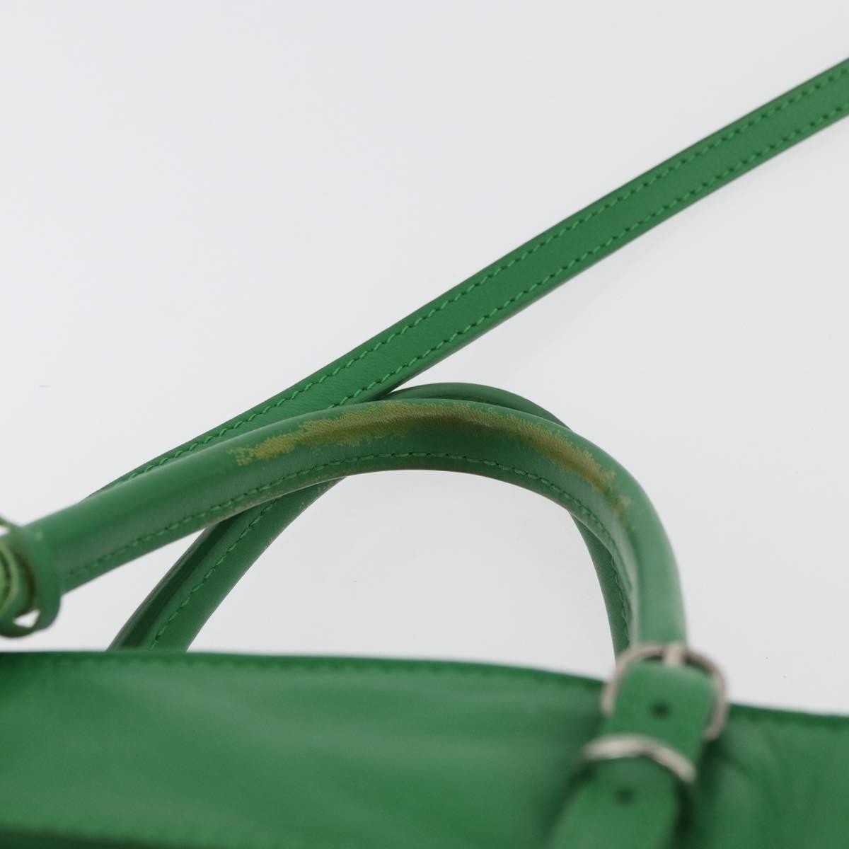 Balenciaga BALENCIAGA The Paper Tote Bag Leather 2way Green Silver 370926 Authentic 179403A