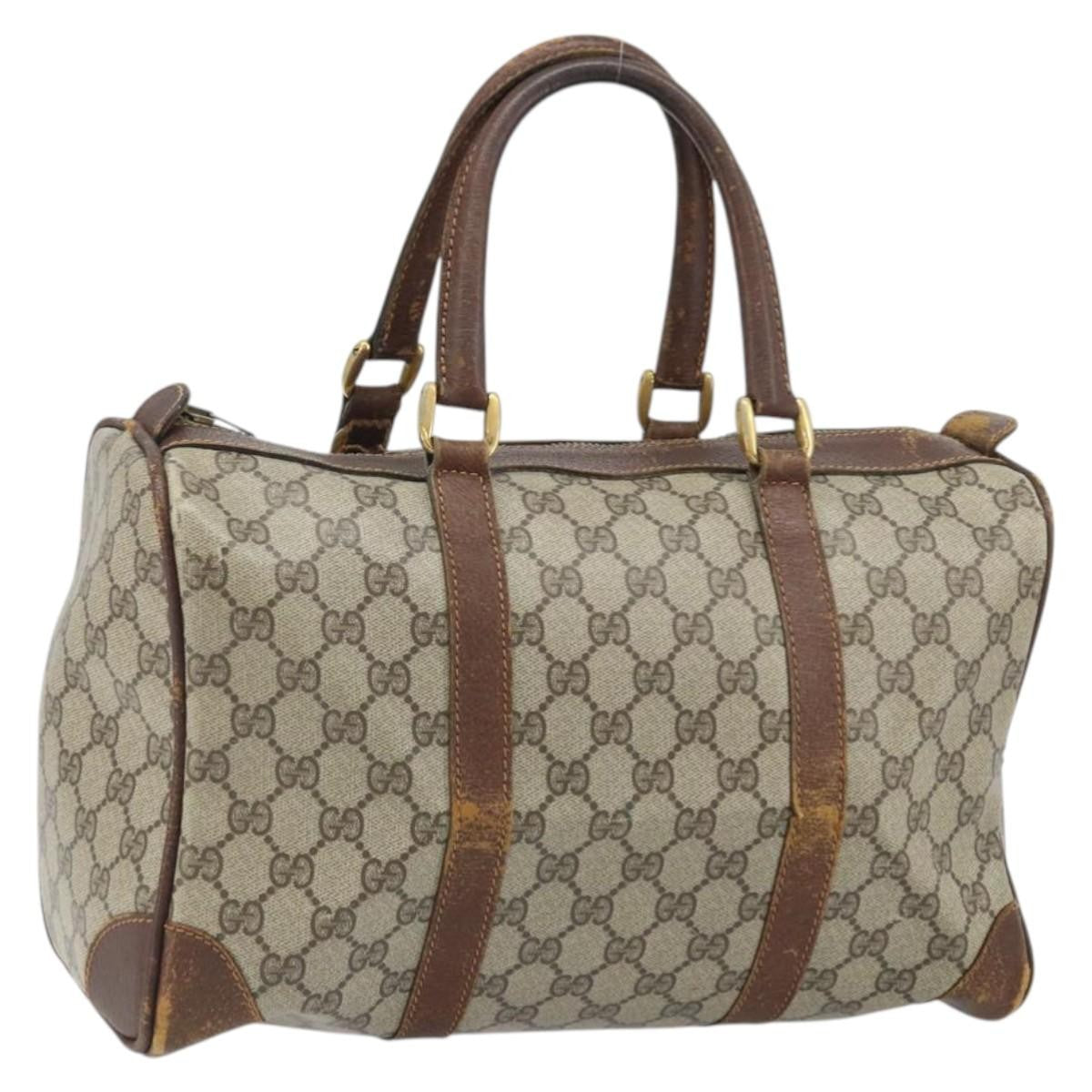 Gucci GUCCI GG Supreme Hand Bag PVC Beige Gold Authentic ka2314