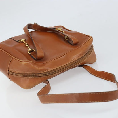 Gucci GUCCI Hand Bag Leather Brown Gold Authentic ep13246