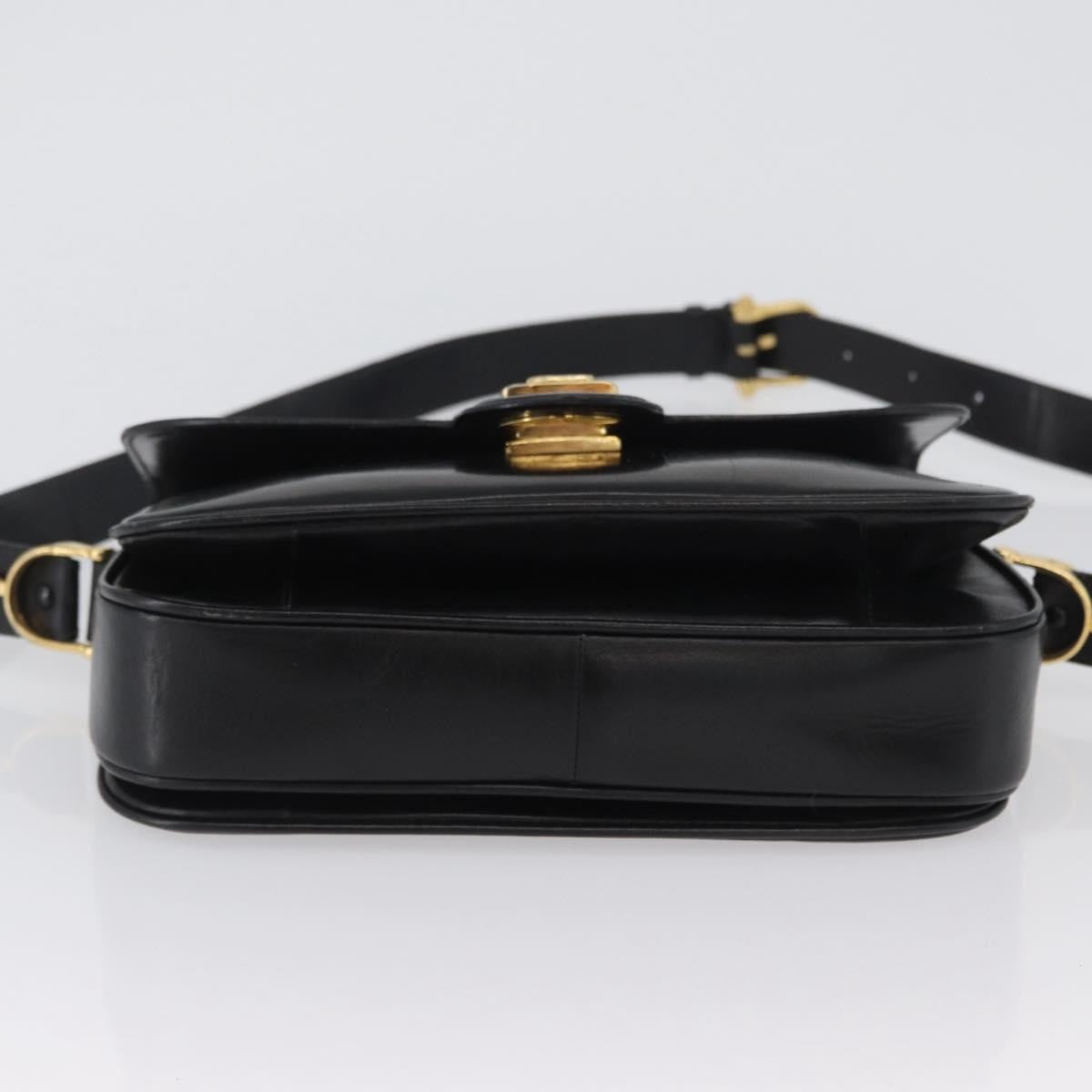Celine CELINE Horse Carriage Shoulder Bag Leather Black Gold Authentic bs33584