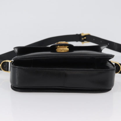 Celine CELINE Horse Carriage Shoulder Bag Leather Black Gold Authentic bs33584