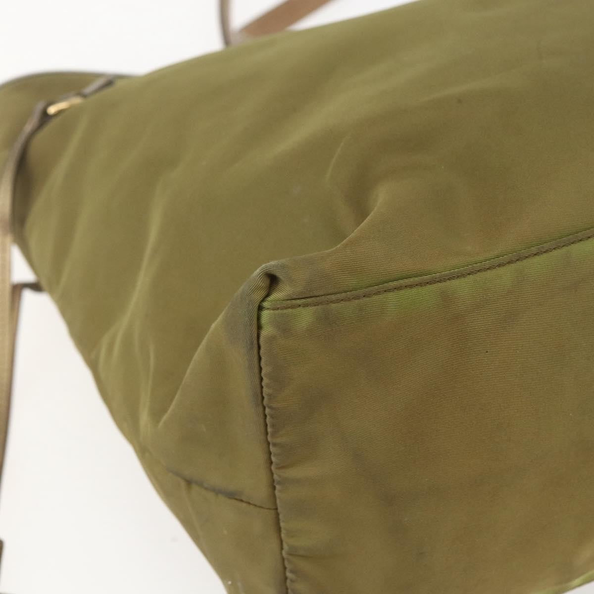 Prada PRADA Hand Bag Nylon Khaki Gold Authentic 159131