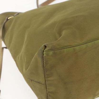 Prada PRADA Hand Bag Nylon Khaki Gold Authentic 159131