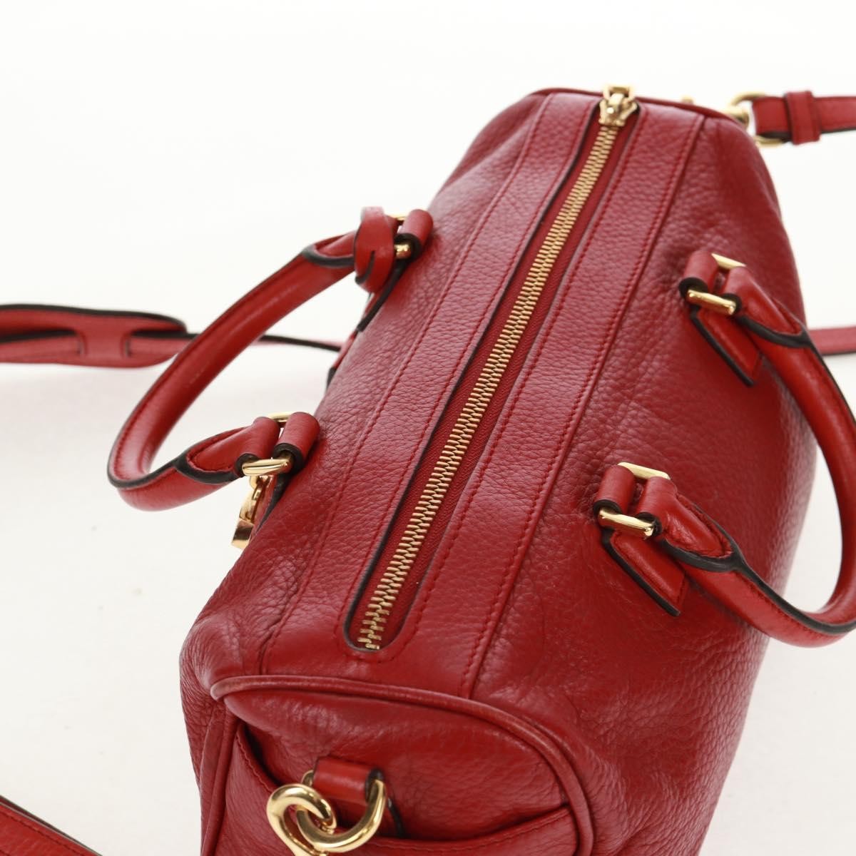 Loewe LOEWE Hand Bag Leather 2way Red Gold Authentic 160175