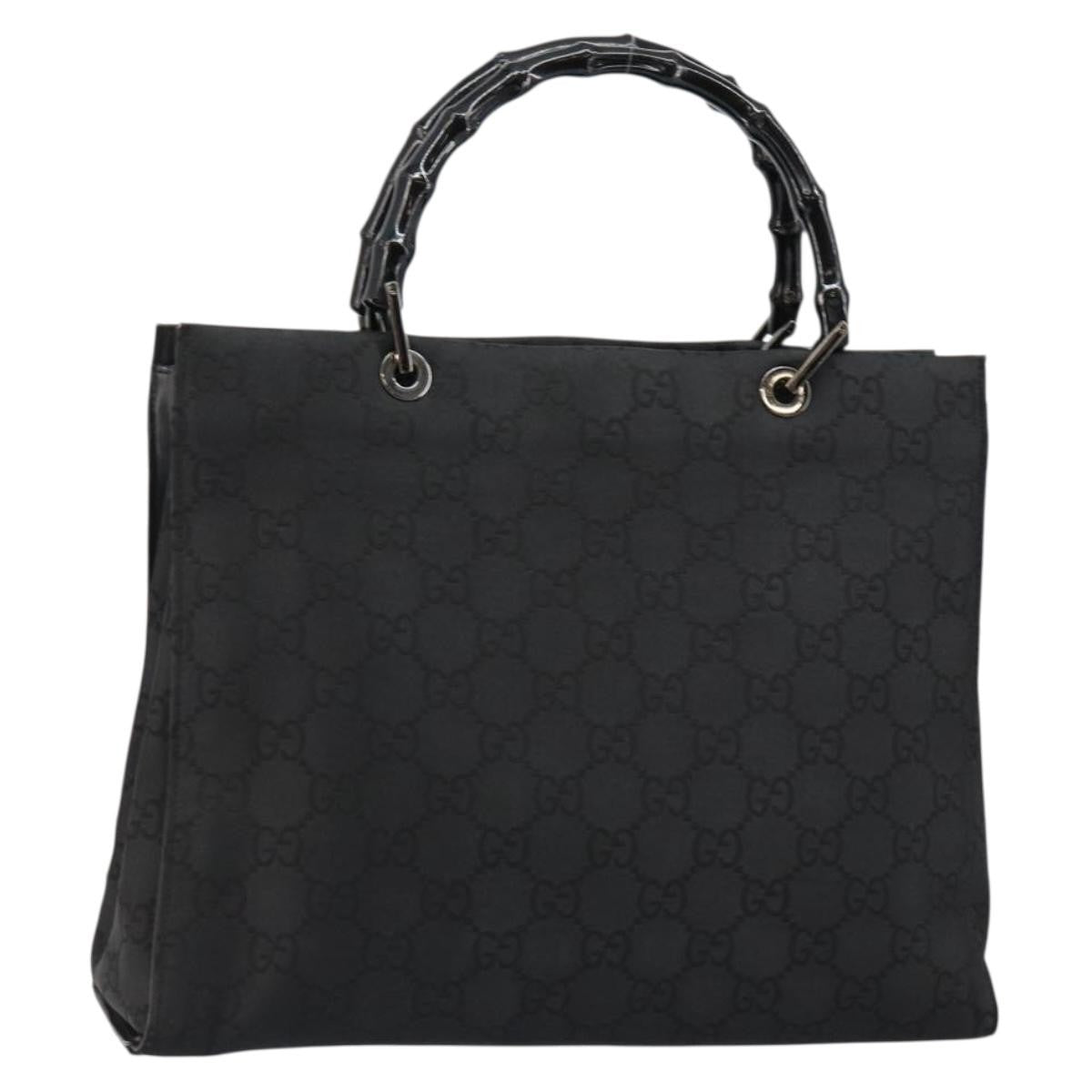 Gucci GUCCI Bamboo GG Canvas Hand Bag Black Silver 002 1010 3754 Authentic ep11357