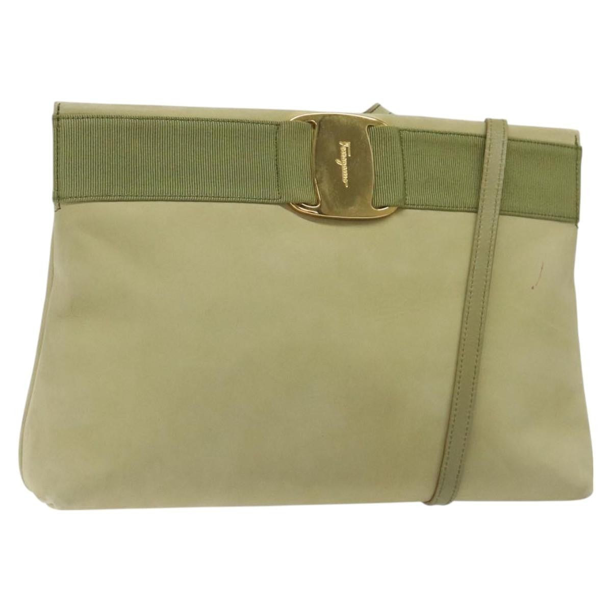Salvatore Ferragamo Salvatore Ferragamo Shoulder Bag Suede Green Gold Authentic bs25782