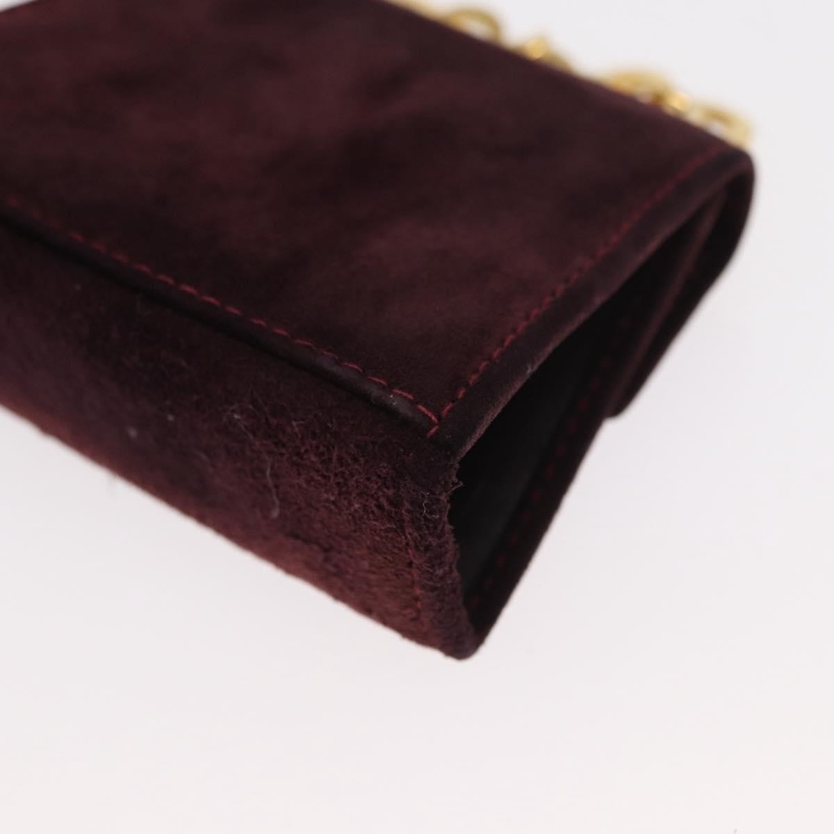 Salvatore Ferragamo Salvatore Ferragamo Chain Gancini Shoulder Bag Suede Purple Gold Authentic 152790