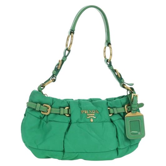 Prada PRADA Shoulder Bag Nylon Green Gold Authentic 156456