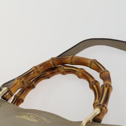 Gucci GUCCI Bamboo Hand Bag Leather 2way Beige Gold 323660 Authentic ka1163