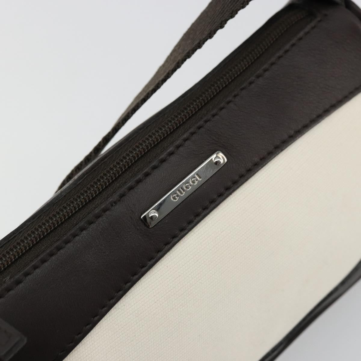 Gucci GUCCI Hand Pouch Bag Canvas Leather Brown White 92821 Authentic 177484A
