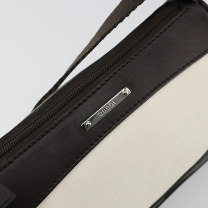 Gucci GUCCI Hand Pouch Bag Canvas Leather Brown White 92821 Authentic 177484A