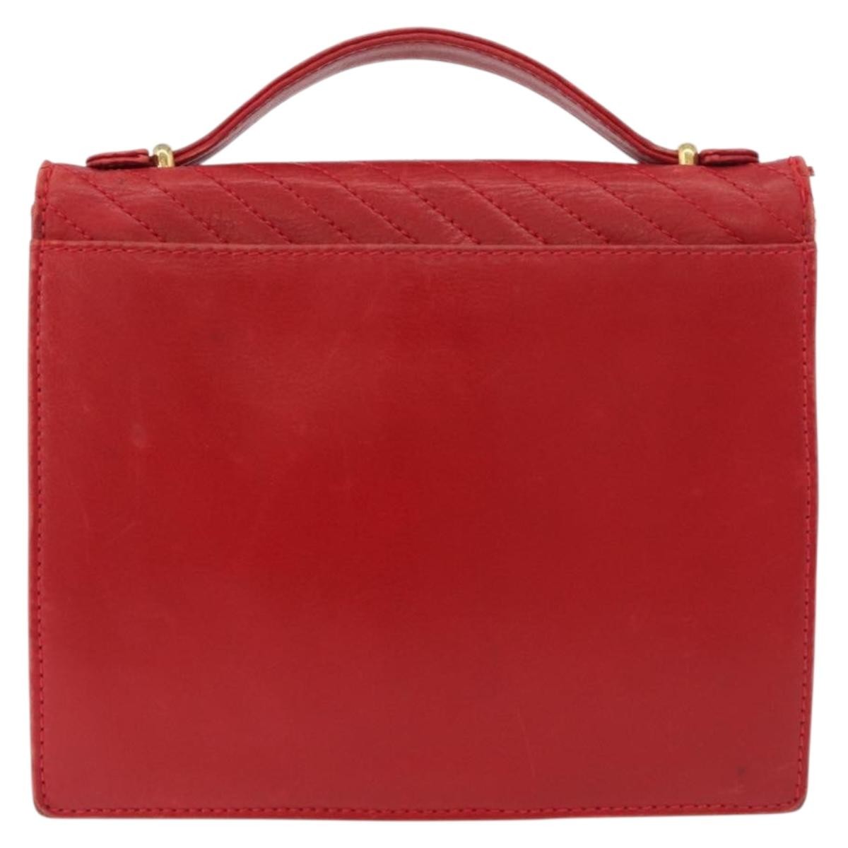 Celine CELINE Chain Shoulder Bag Leather 2way Red Gold Authentic BA13005
