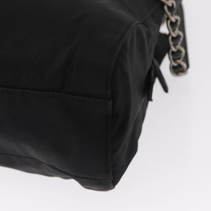 Prada PRADA Chain Shoulder Bag Nylon Black Silver Authentic 153059