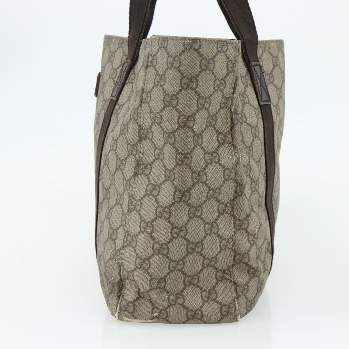 Gucci GUCCI GG Supreme Tote Bag PVC Beige Silver 141624 Authentic 178059