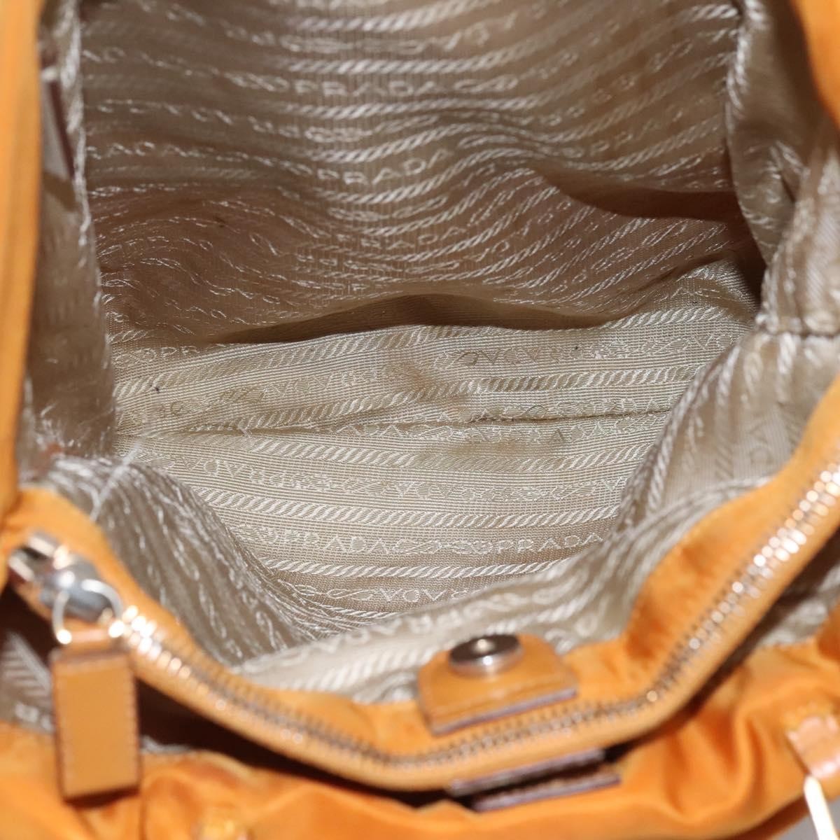 Prada PRADA Shoulder Bag Nylon Orange Gold Authentic EC663