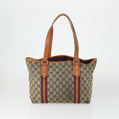 Gucci GUCCI GG Supreme Web Sherry Line Tote Bag PVC 5 Set Beige Red Authentic mr1849