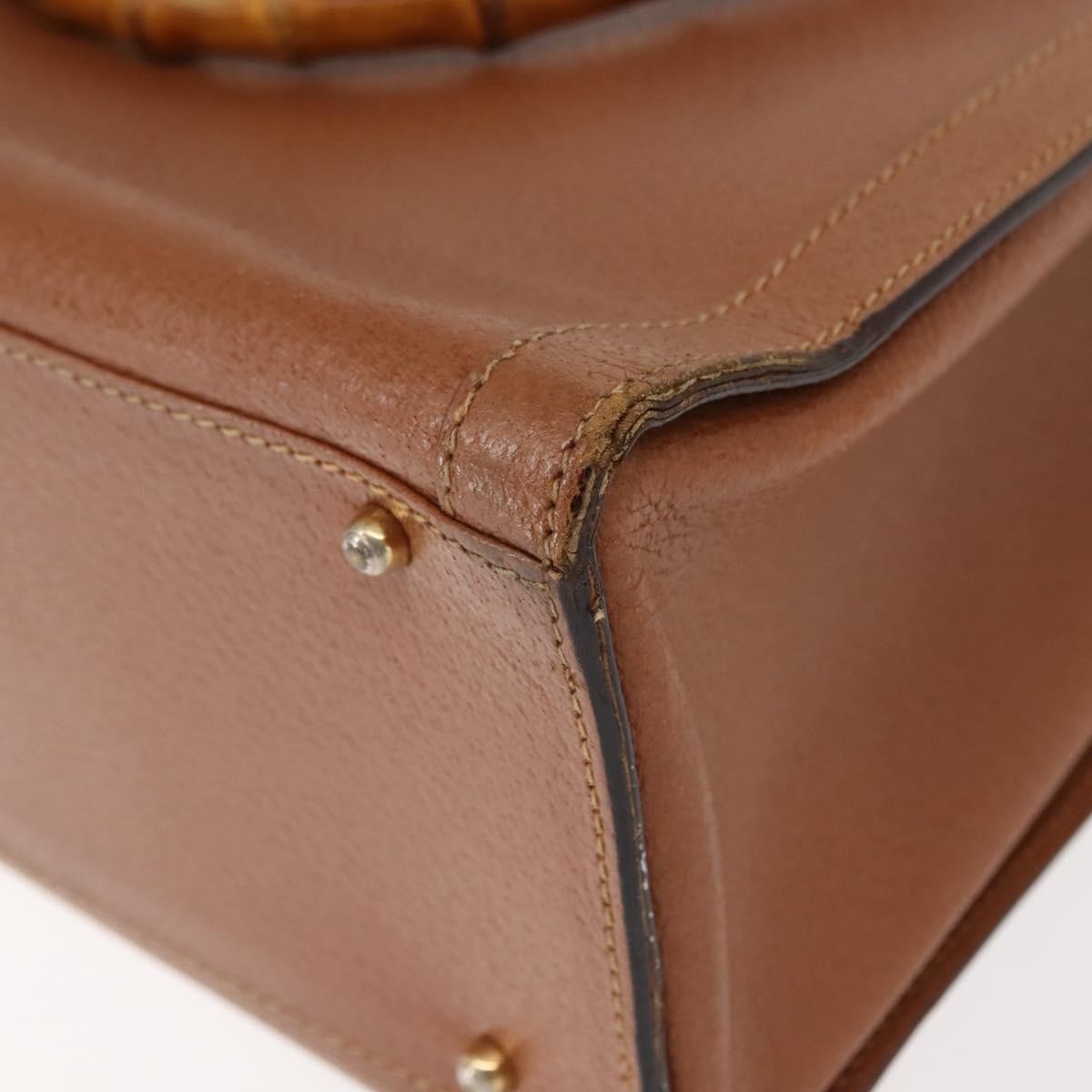 Gucci GUCCI Bamboo Hand Bag Leather Brown Gold 002 2853 0260 0 Authentic ep11300