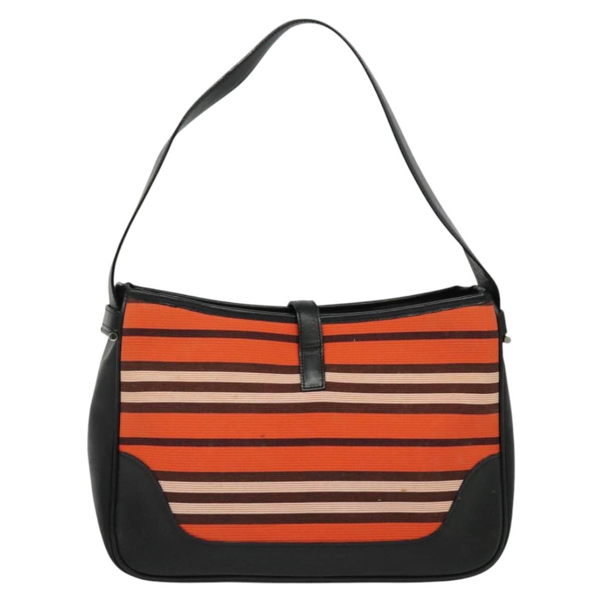Burberry BURBERRY Blue Label Shoulder Bag Canvas Orange Silver Authentic 140671