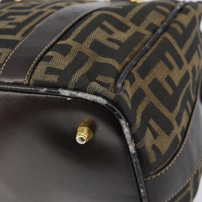 Fendi FENDI Zucca Canvas Hand Bag Black Brown gold Authentic 155701