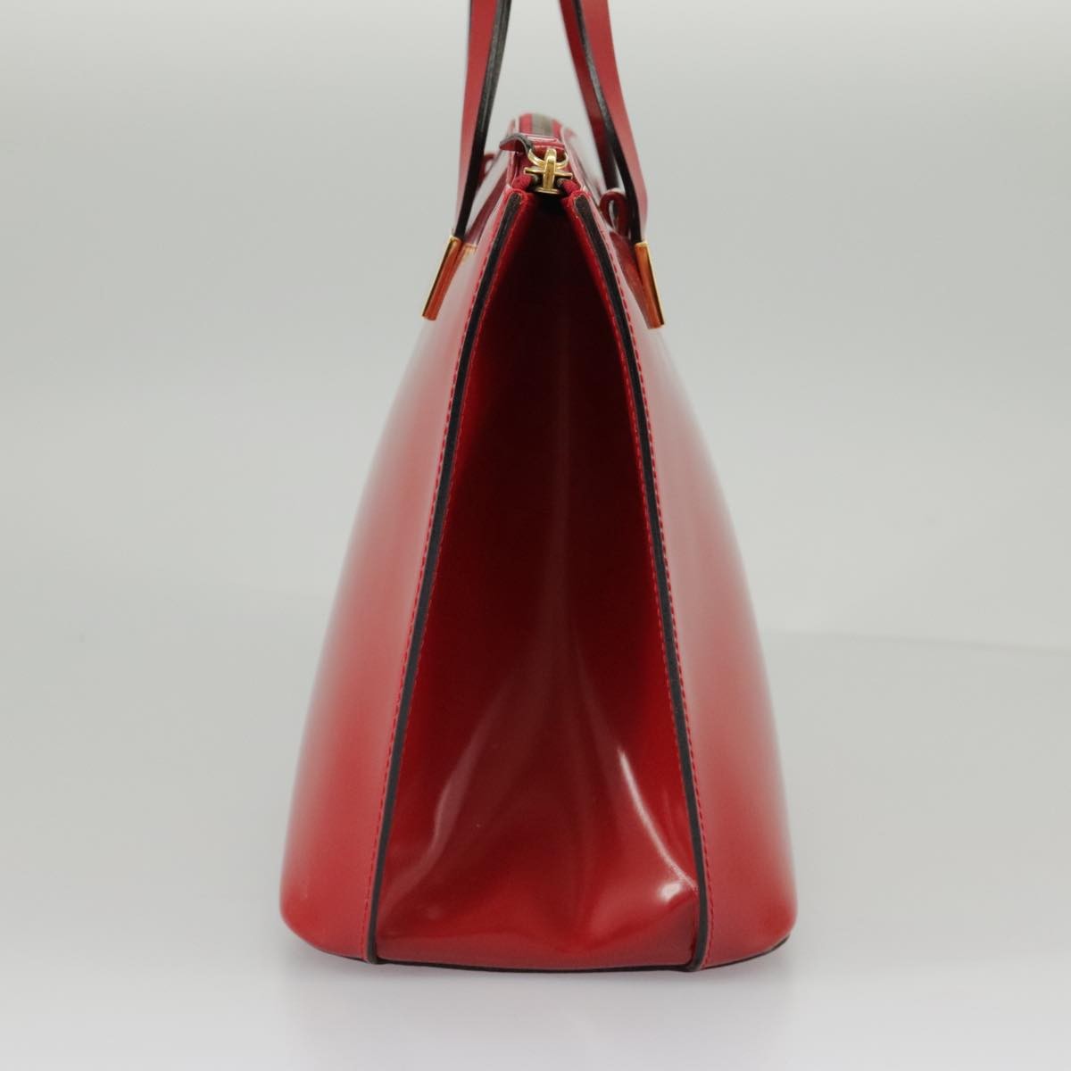 Celine CELINE Hand Bag Patent leather Red Gold Authentic 96786