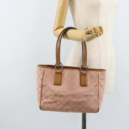 Gucci GUCCI GG Canvas Tote Bag Pink Silver 113019 Authentic AMZ077