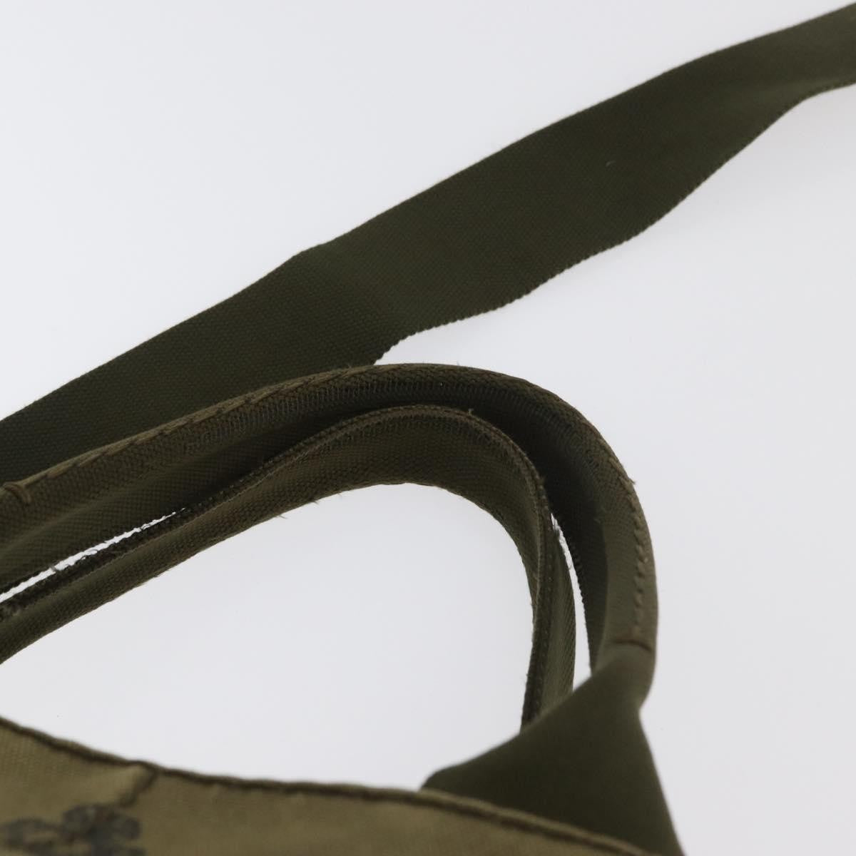 Prada PRADA Canapa MM Hand Bag Canvas 2way Khaki Gold Authentic ti3829