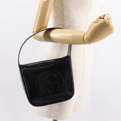 Gucci GUCCI Shoulder Bag Enamel Black Silver Authentic fm4926